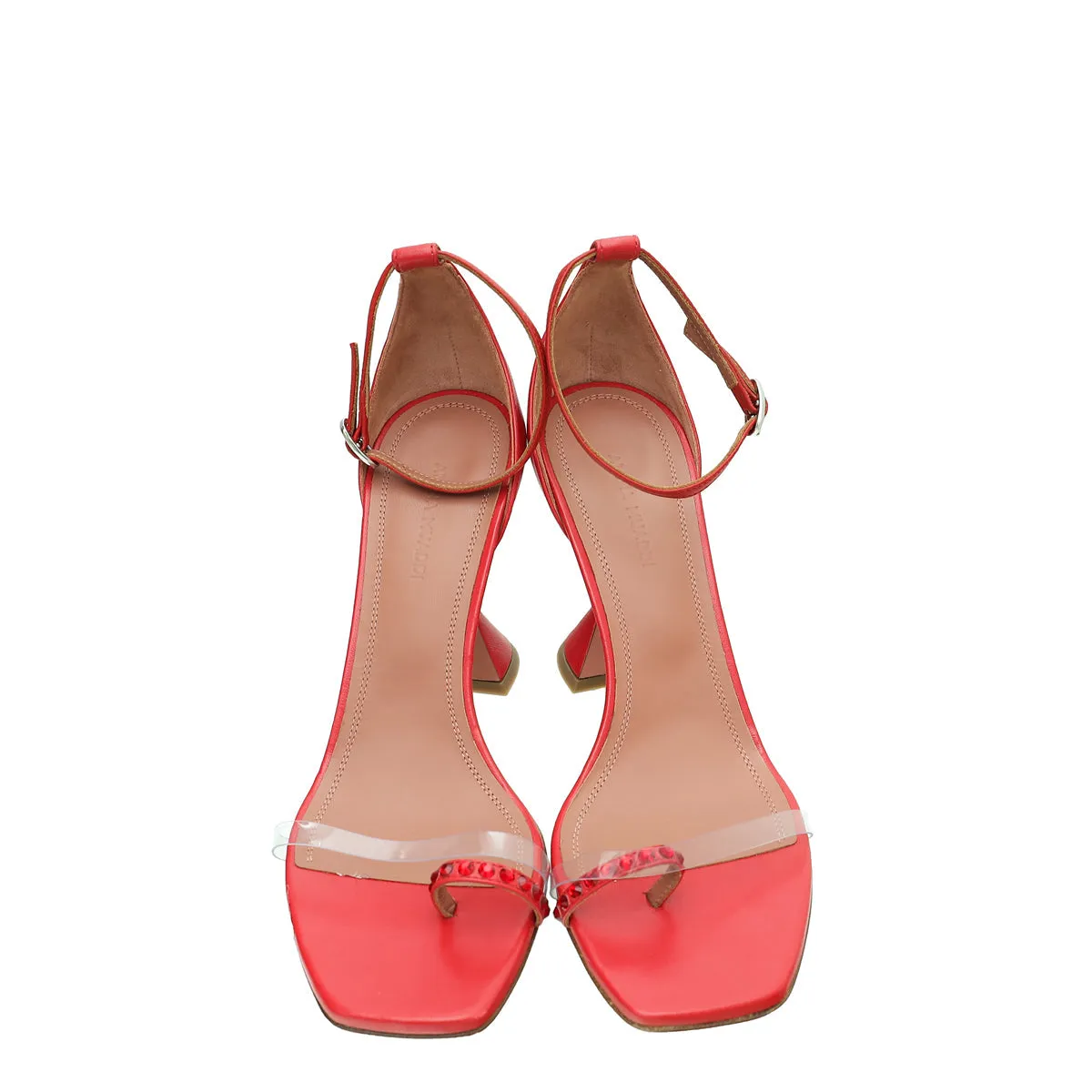 Amina Muaddi Red Daisy Sandals 37