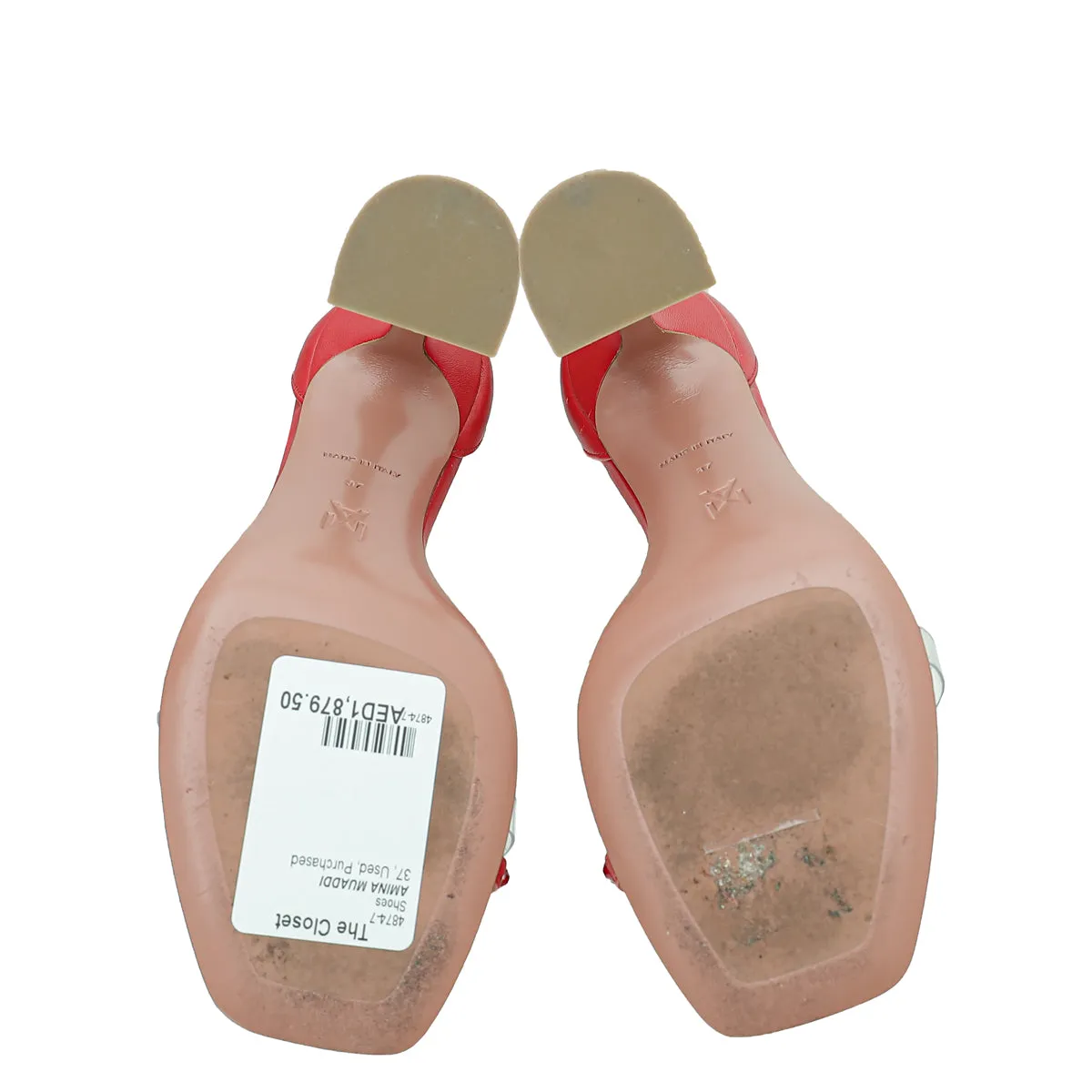 Amina Muaddi Red Daisy Sandals 37