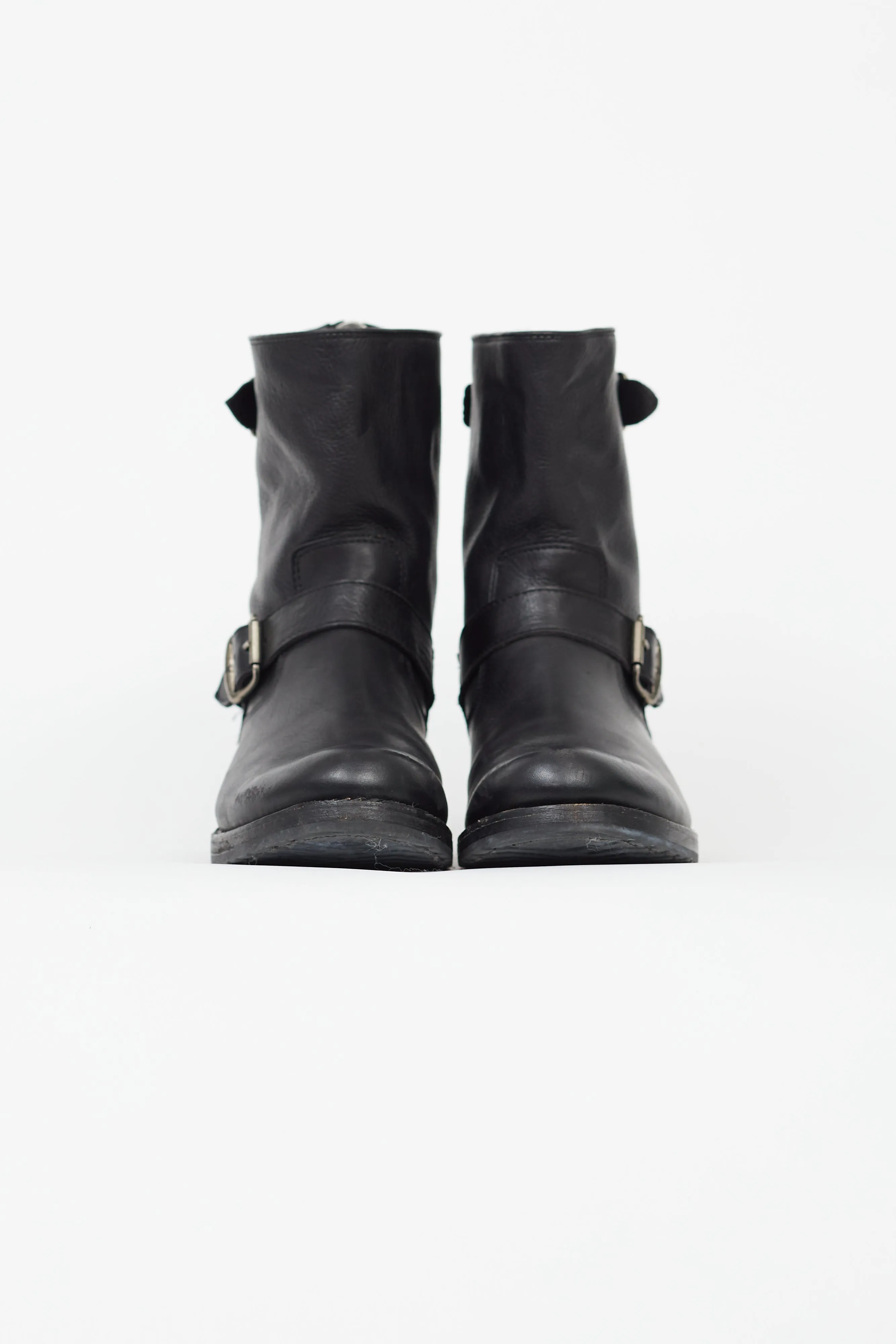 Black Leather Veronica Buckle Boot