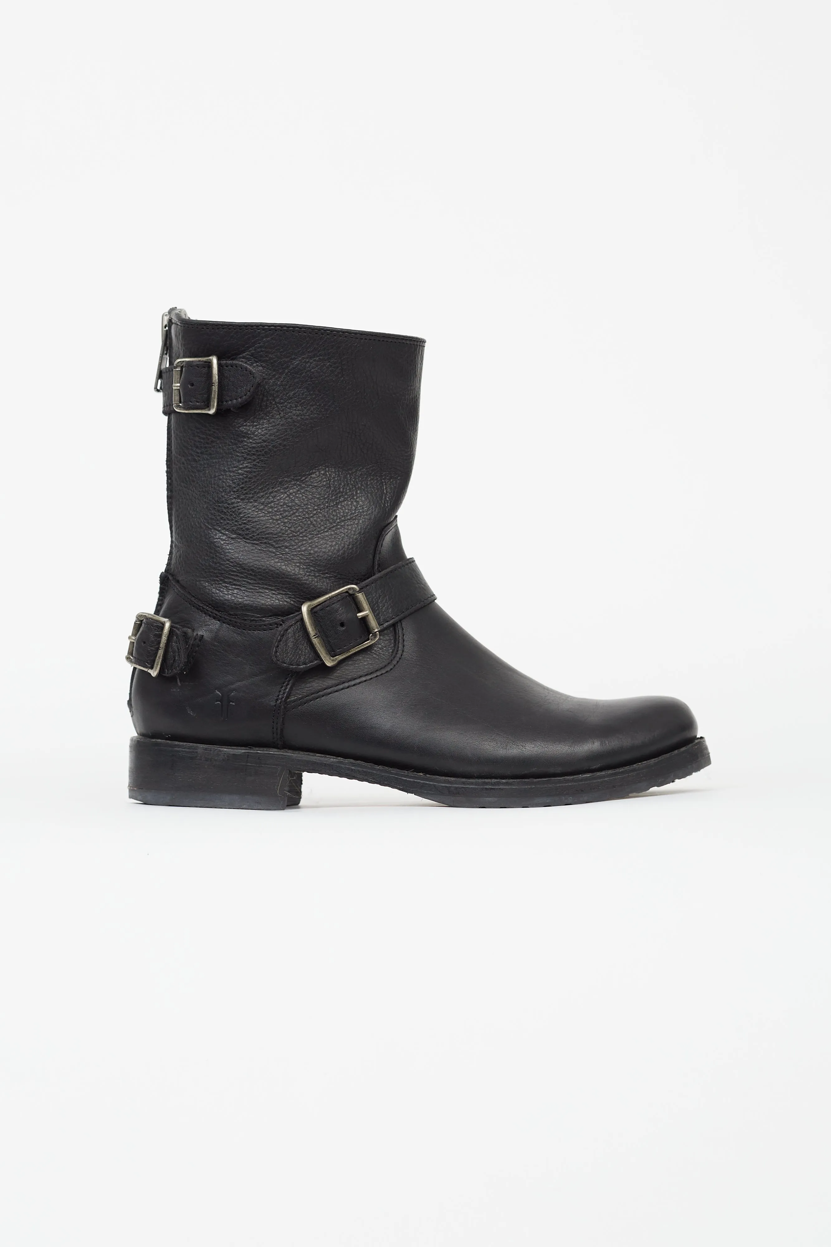 Black Leather Veronica Buckle Boot