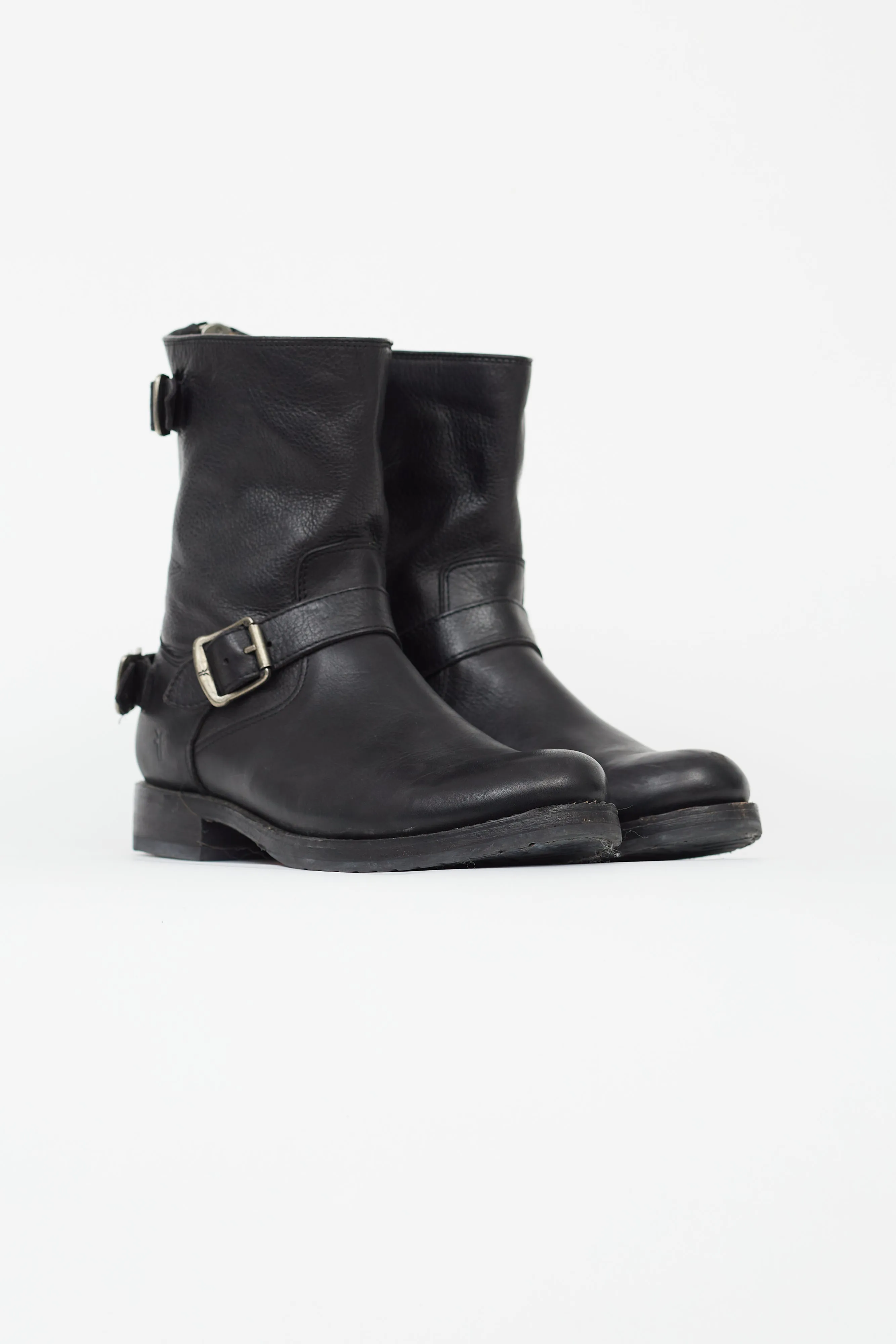 Black Leather Veronica Buckle Boot