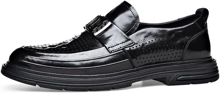 Casual Men's Leather Dress Shoes Formal Business Mens Oxford Shoes Retro Slip On Derby Shoes for Men