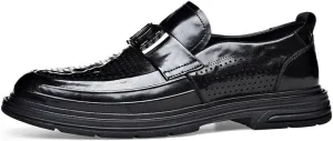 Casual Men's Leather Dress Shoes Formal Business Mens Oxford Shoes Retro Slip On Derby Shoes for Men
