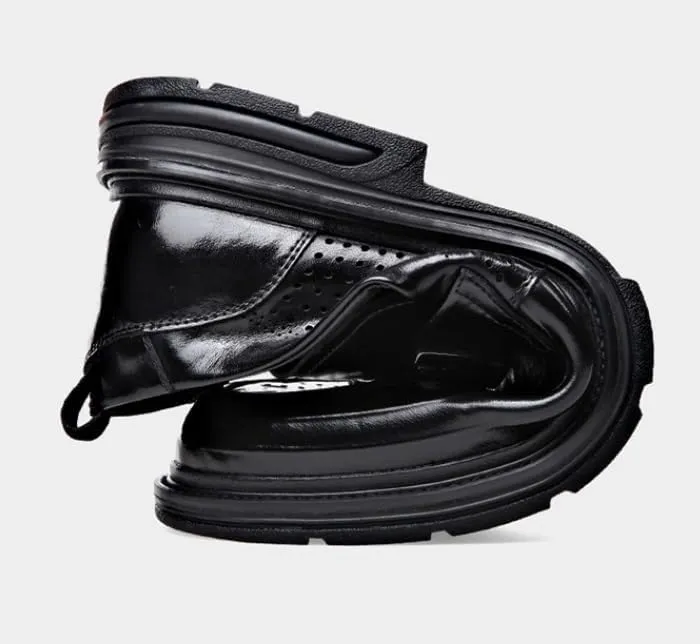 Casual Men's Leather Dress Shoes Formal Business Mens Oxford Shoes Retro Slip On Derby Shoes for Men