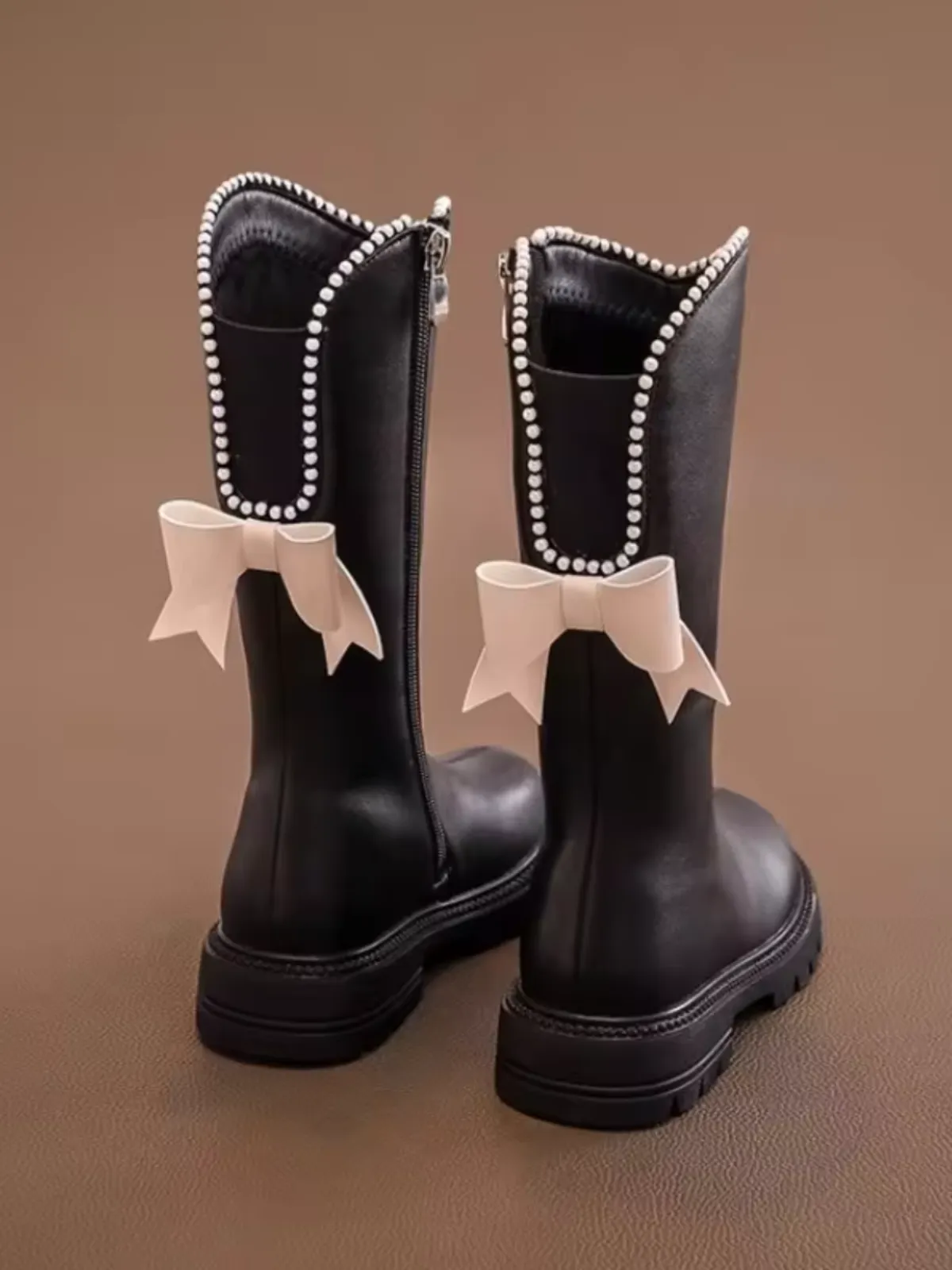 Girls Winter Mary Jane Bow Boots Pearl Edged By Liv and Mia