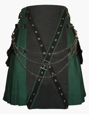 Gothic utility kilt in black and green
