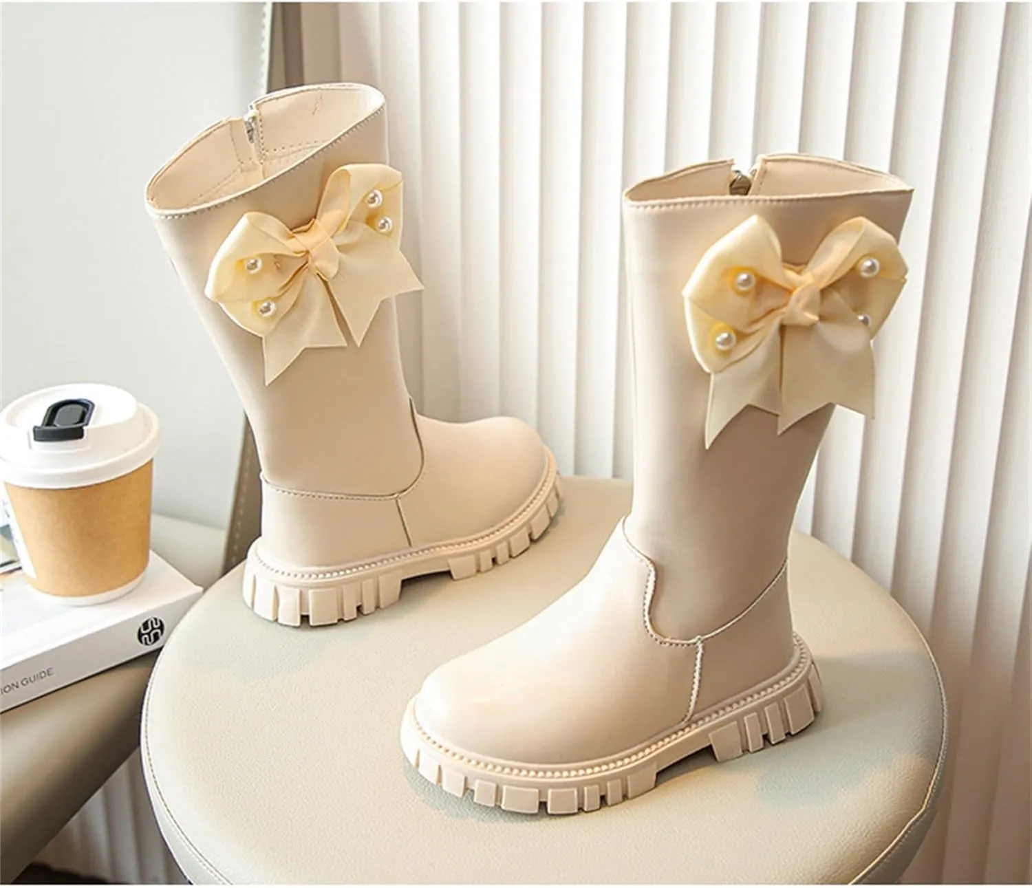 ink Toddler Cow-girl Boots With Zipper Girls Leather Mid Length Tall Boots Childrens Soft Slip On aterproof Snowboots