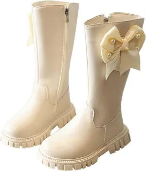 ink Toddler Cow-girl Boots With Zipper Girls Leather Mid Length Tall Boots Childrens Soft Slip On aterproof Snowboots