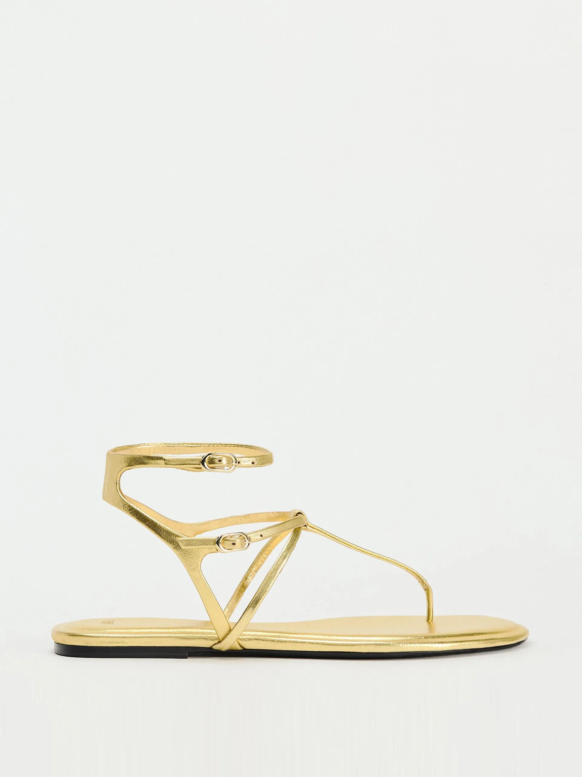Metallic flat slider sandals
