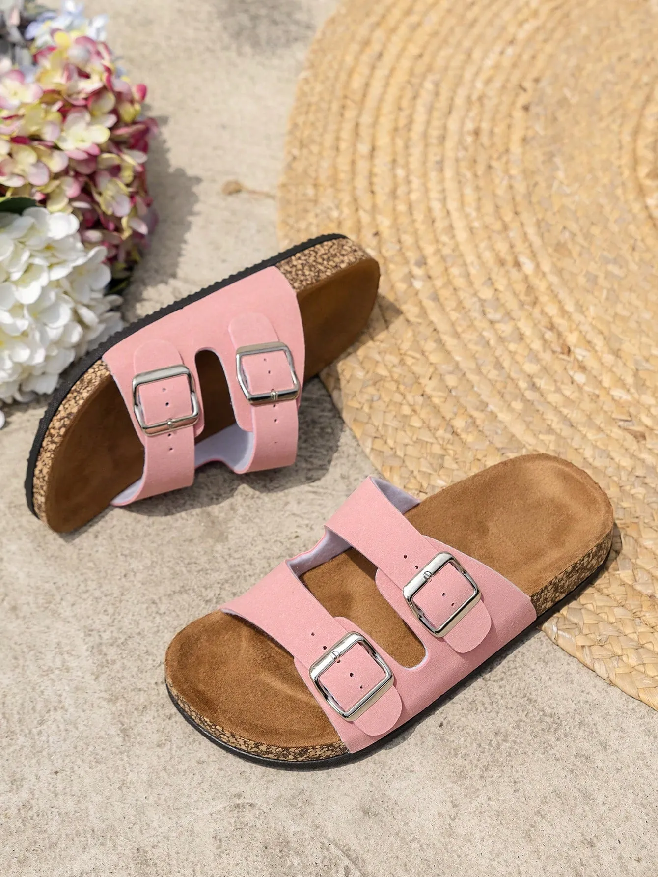 Summer Retro Buckle Strap Beach Slippers With Thick Sole For Men And Women, Unisex Couple Casual Sandals