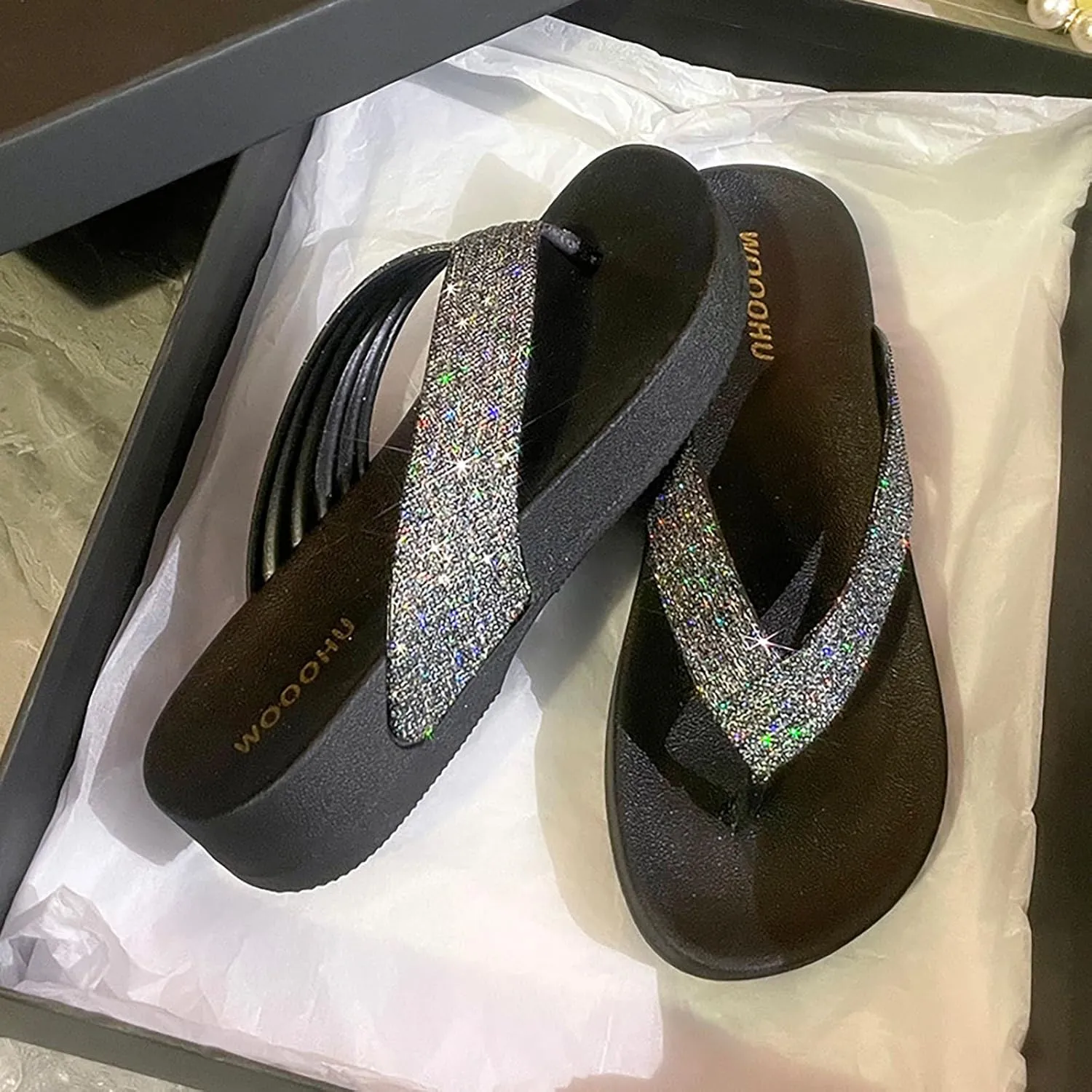 Walking Sandals for Women Fashion Trendy Beach Shoes Platform Flip Flops Versatile Wedge Slippers for Women Open Toe