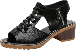 Wedge Sandals for Women Summer 2025 Fashion Toe Wedges Shoes Open Toe Cutout Zipper Chunky Heeled Sandals Ummer Beach Boho Comfortable Sandal with Arch Support Outdoor Shoes 2025