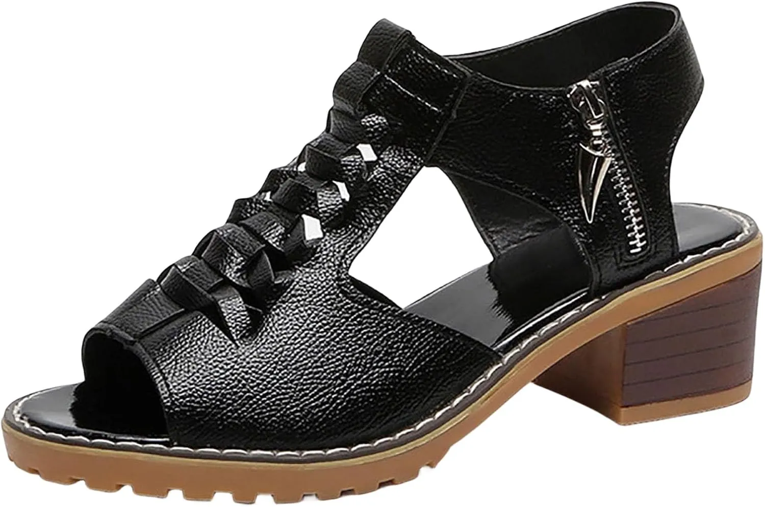 Wedge Sandals for Women Summer 2025 Fashion Toe Wedges Shoes Open Toe Cutout Zipper Chunky Heeled Sandals Ummer Beach Boho Comfortable Sandal with Arch Support Outdoor Shoes 2025