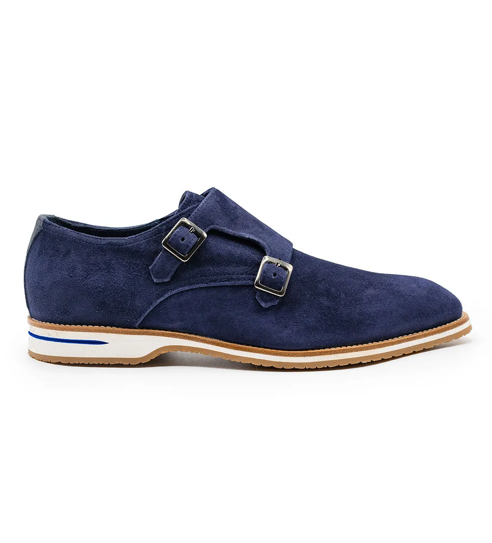 Zelli Leggera Sueded Goatskin Double Monk Strap Shoe