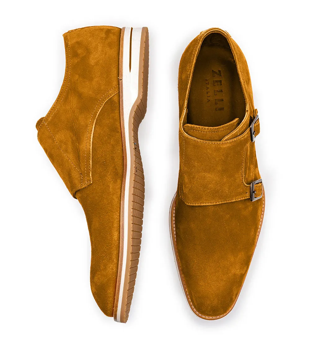 Zelli Leggera Sueded Goatskin Double Monk Strap Shoe